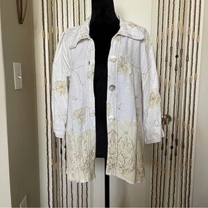 Connie’s Moonlight Appliqué Jacket Women’s L Boho Cottagecore Casual Lagenlook